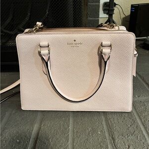 kate spade Pale Pink Pebbled Leather Satchel with Gold Hardware EUC